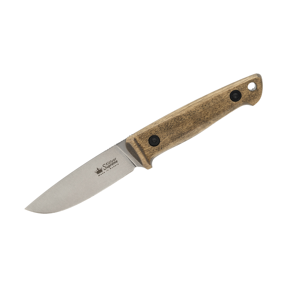 Нож Kizlyar Supreme Santi, AUS-8 StoneWash, дерево, кожа. Фото №1