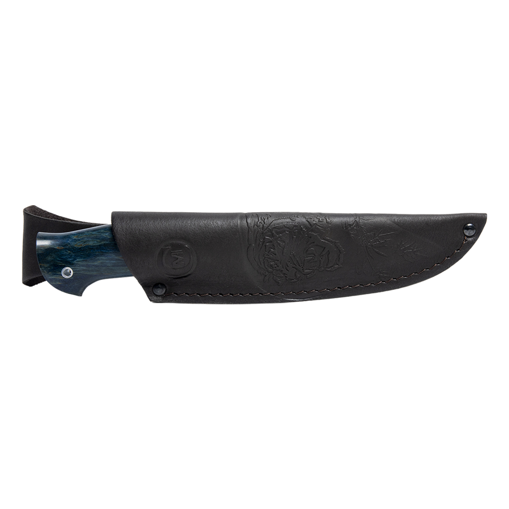 Нож МС Кайман, клинок D2,литье мельхиор, рукоять стабилизированная карельская береза. Фото №6