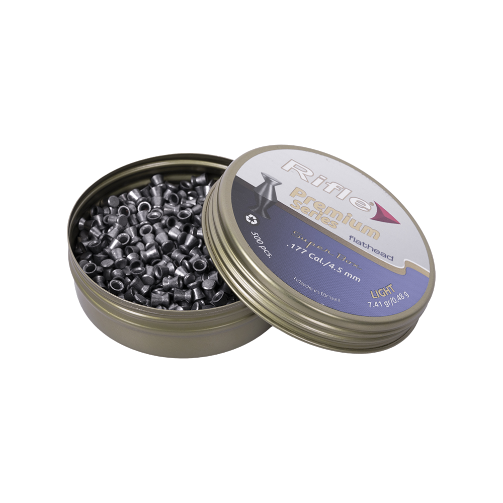 Пуля пневматическая RIFLE Premium Series Flathead Light 4,5 мм. 0,48 гр. (500 шт. в банке). Фото №2