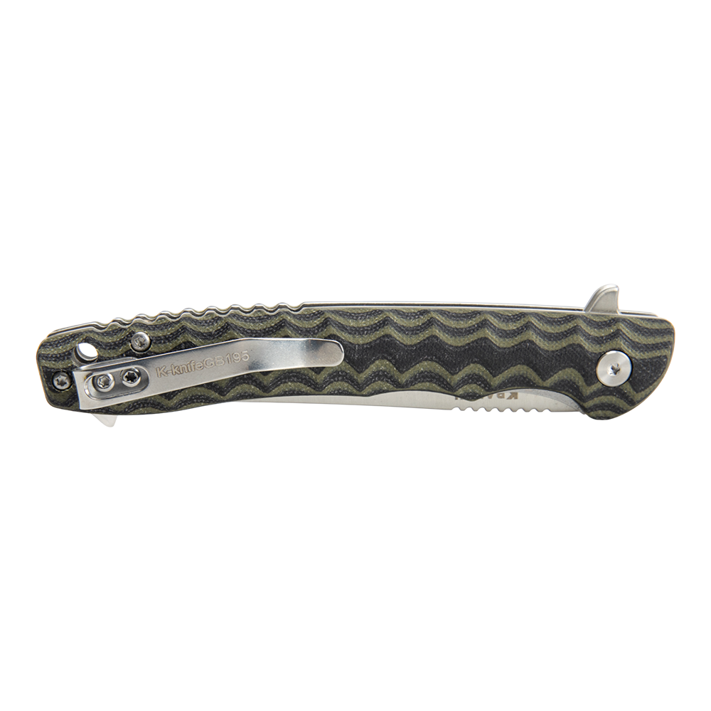 Нож складной Kranch GB-195, клинок AUS8, рукоять G10 green and black. Фото №3