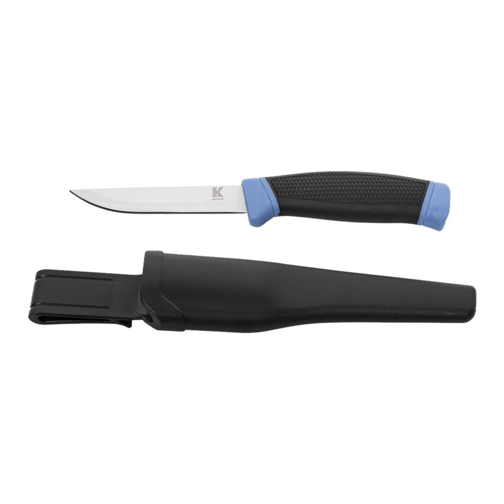 Нож туристический Kranch клинок 3cr13, рукоять пластик (синий/черный), пластиковые ножны. Фото №5
