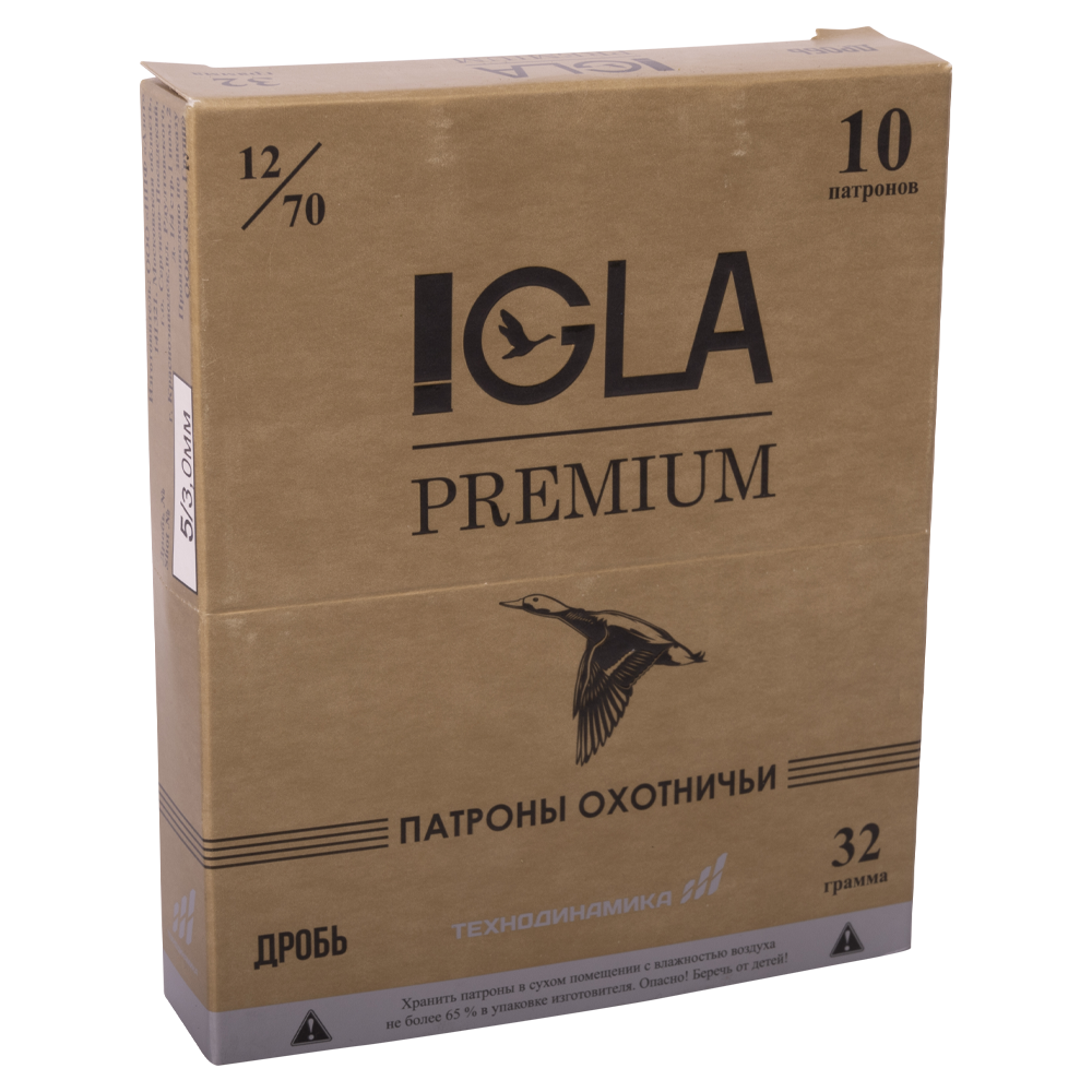 Патрон "IGLA-PREMIUM" 12/70 №5 32г (пачка 10шт, короб., 250). Фото №4