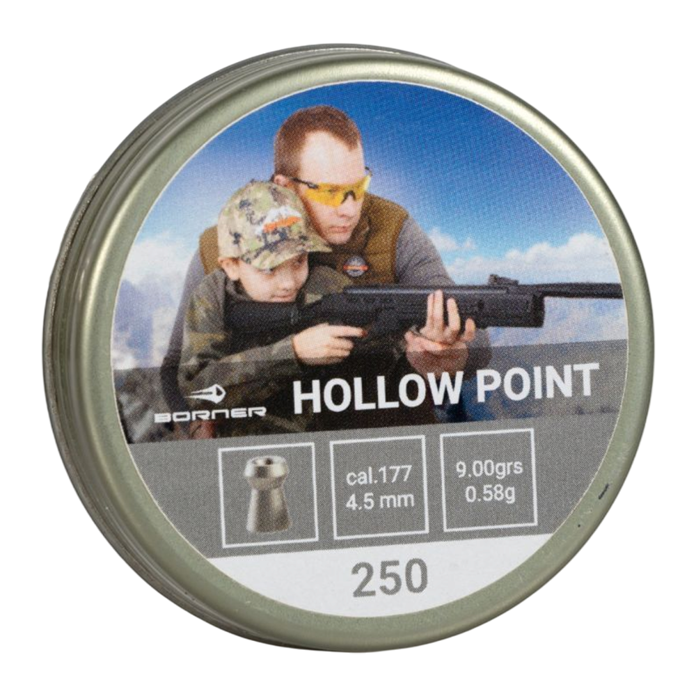 Пуля пневматическая Borner "Hollow Point",  4,5 (250 шт.) 0,58гр. (65 шт в коробке). Фото №1