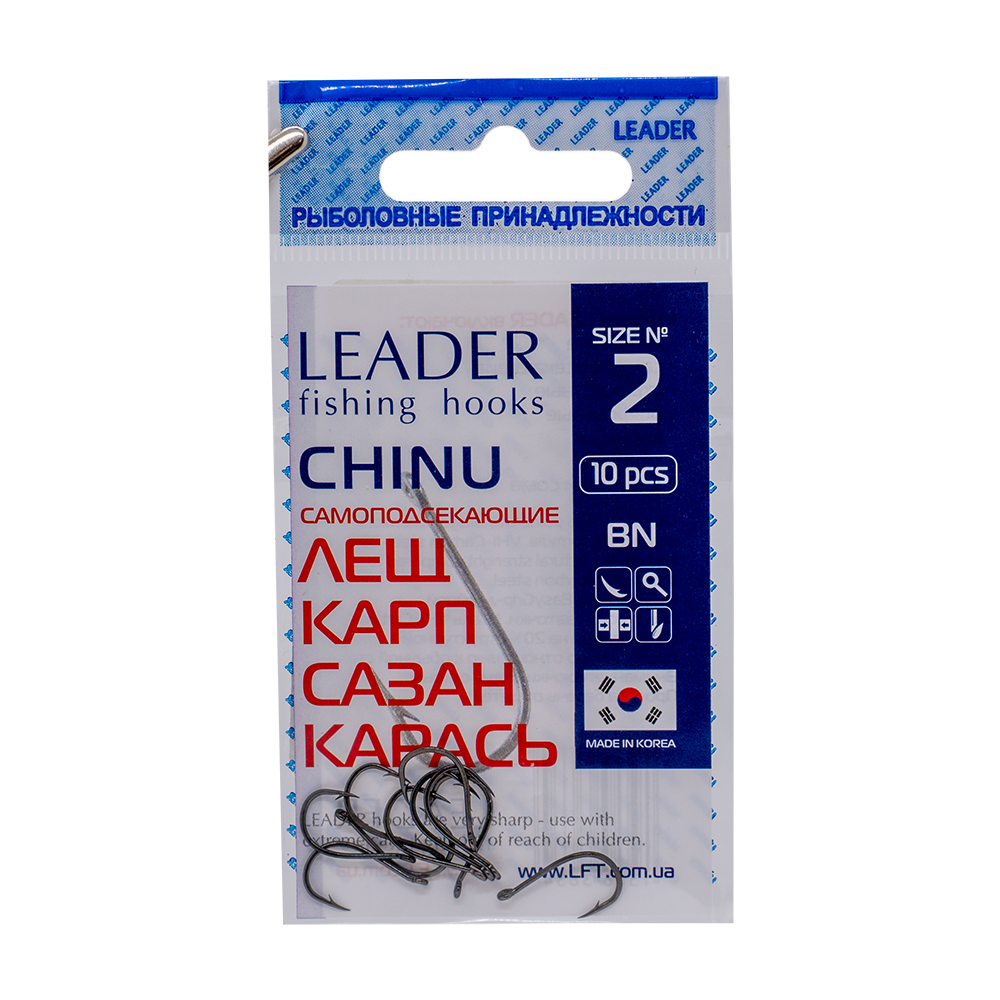 Крючки Leader CHINU, color BN, 2 (10шт). Фото №1 Крючки Leader CHINU, color BN, 2 (10шт). Фото №1