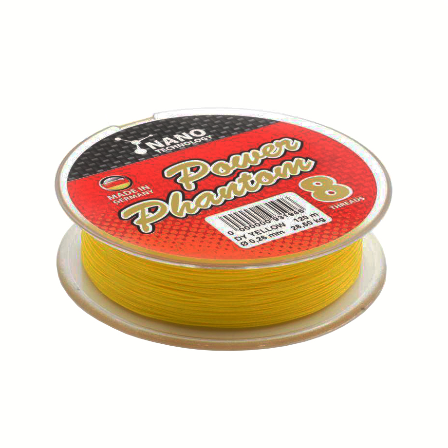 Шнур плетенный Power Phantom 8х 0,28мм 120м желтый. Фото №2