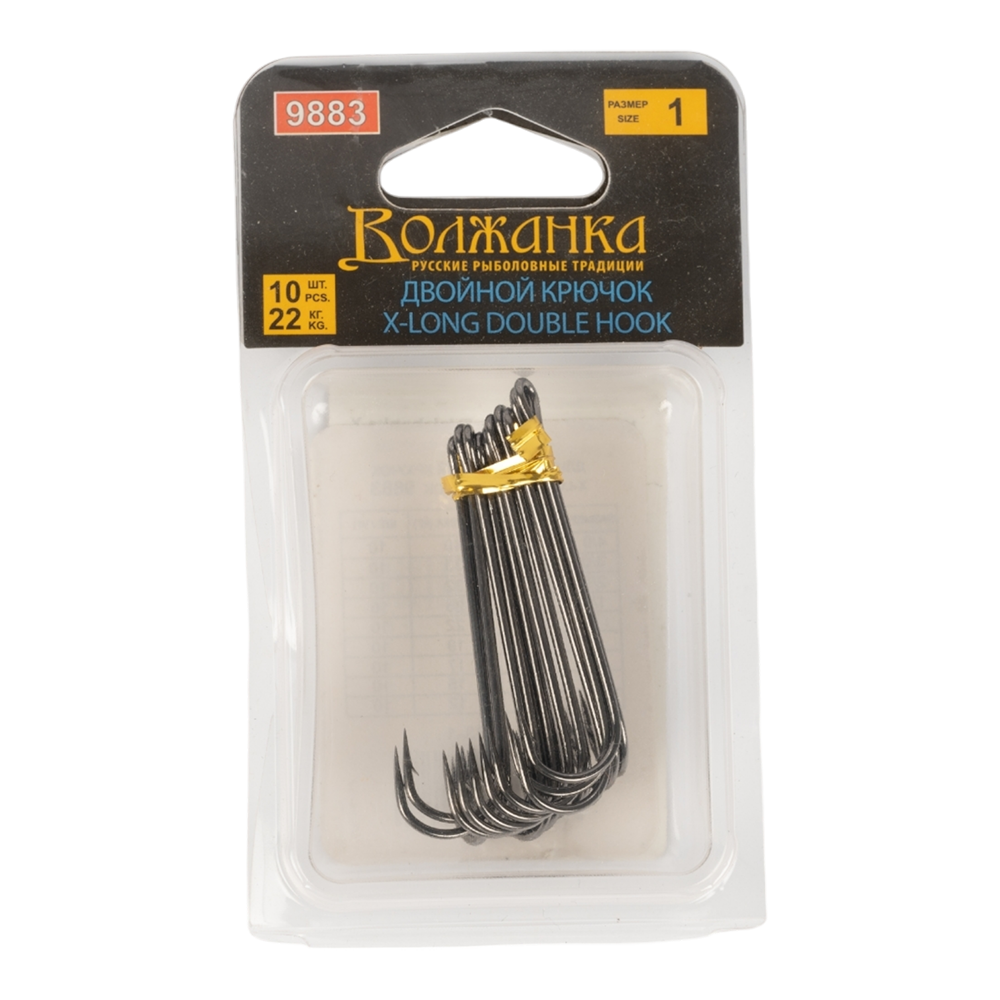 Крючок двойной "Volzhanka X Long Double Hook 90°" #1 (10шт.уп). Фото №1
