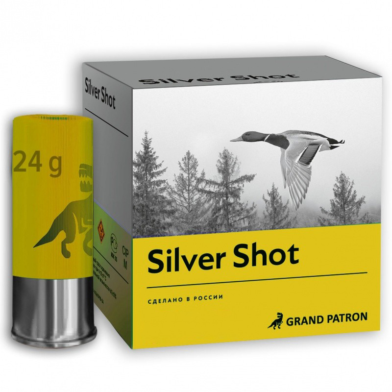 Патрон «Grand Patron» 20/70 №1, 24гр. SILVER SHOT (в пачке 25 шт.) (в коробке 250 шт.). Фото №1