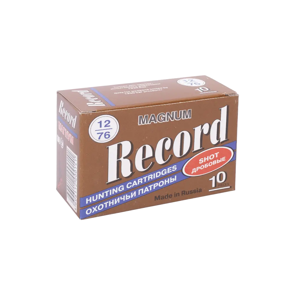 Патрон РЕКОРД МАГНУМ 12/76 дробь № 0 (в пачке 10 шт.) (в коробке 200 шт.). Фото №1 Патрон РЕКОРД МАГНУМ 12/76 дробь № 0 (в пачке 10 шт.) (в коробке 200 шт.). Фото №1