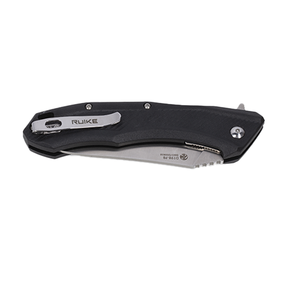 Нож складной Ruike, клинок нержавеющая сталь 8Cr13Mov, рукоять полиамид, черный. Фото №4 Нож складной Ruike, клинок нержавеющая сталь 8Cr13Mov, рукоять полиамид, черный. Фото №4