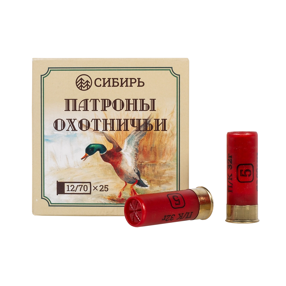 Патрон СИБИРЬ 12/70 охотничий дробовой 32г №5 (в пачке 25 шт) (в коробке 250шт). Фото №2 Патрон СИБИРЬ 12/70 охотничий дробовой 32г №5 (в пачке 25 шт) (в коробке 250шт). Фото №2