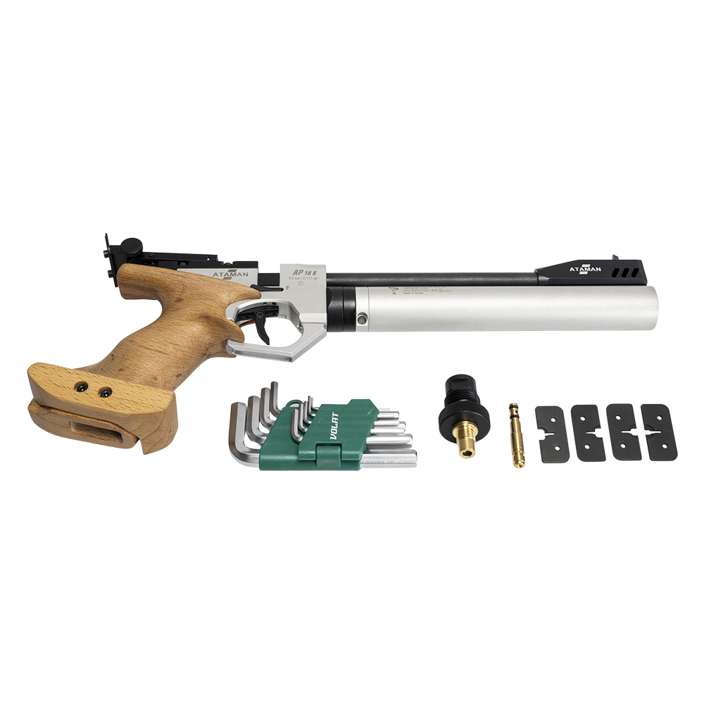 Пистолет пневматический спортивный AP16 калибр 4,5 (Silver, Бук натуральный)  . Фото №7