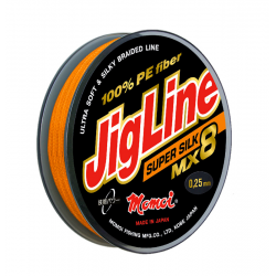 Плетеный шнур Momoi 4-х прядный JigLine MX-8 0,14мм/150м, 11,0кг, оранжевый. Фото №2