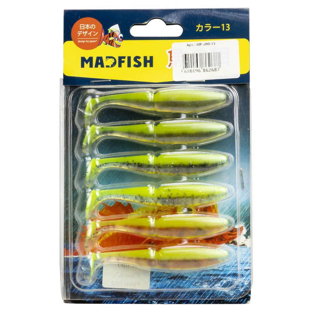 Виброхвост MADFISH JUMBO 90мм, 6.7г, (6 шт. уп.) цвет 13. Фото №1 Виброхвост MADFISH JUMBO 90мм, 6.7г, (6 шт. уп.) цвет 13. Фото №1