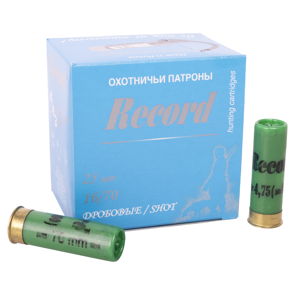 Патрон РЕКОРД 16/70 дробь № 000 (пачка 25 шт.) (в коробке 250 шт.). Фото №1