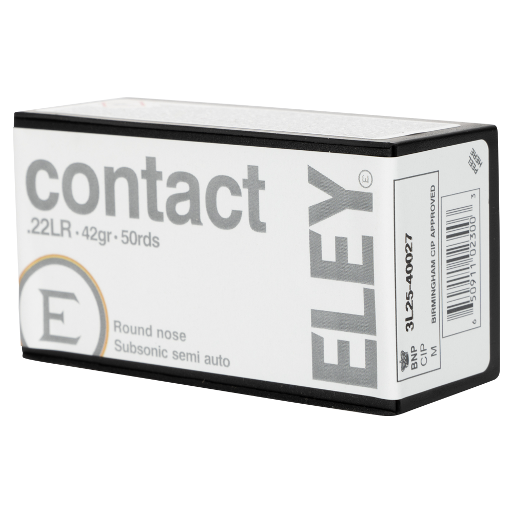 Патрон нарезной ELEY кал. 22 LR CONTACT 2,59 гр. 40 grn. (в пачке 50 шт.) (в коробке 5000 шт). Фото №3 Патрон нарезной ELEY кал. 22 LR CONTACT 2,59 гр. 40 grn. (в пачке 50 шт.) (в коробке 5000 шт). Фото №3