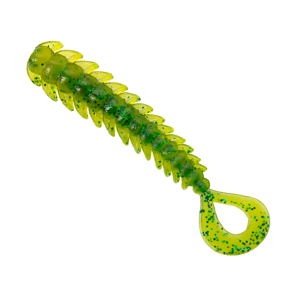 Резина съедобная виброхвост VIKING серия Многоножка 75 мм, пиво+зелень (8 шт.). Фото №2