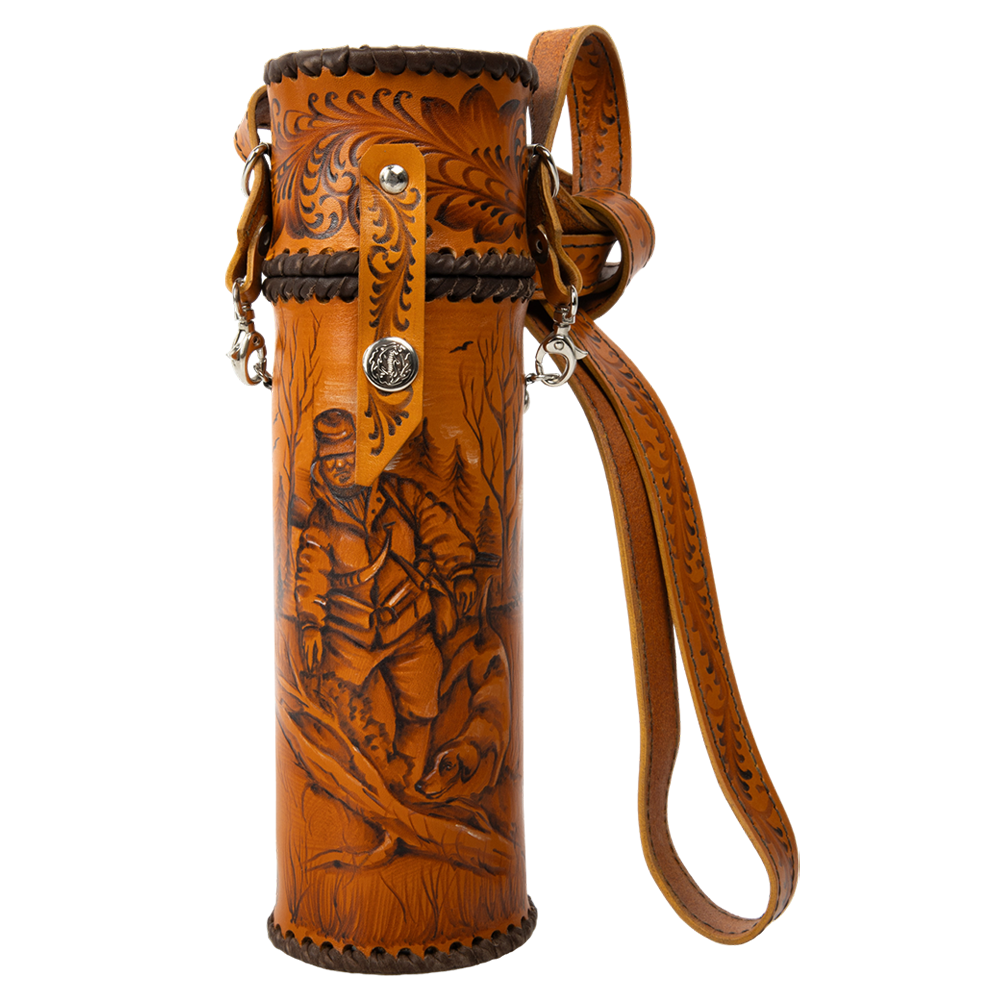 Термос 0,500л (в коже, рисунок на ремне) (ИП Кишурова). Фото №2