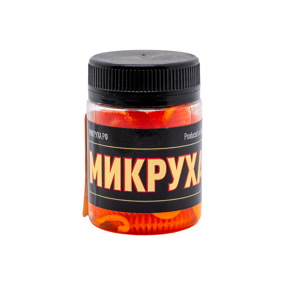 Резина съедобная МИКРУХА серия Червь 63 мм, цв. Оранжевый+красный, краб, (20мл). Фото №1