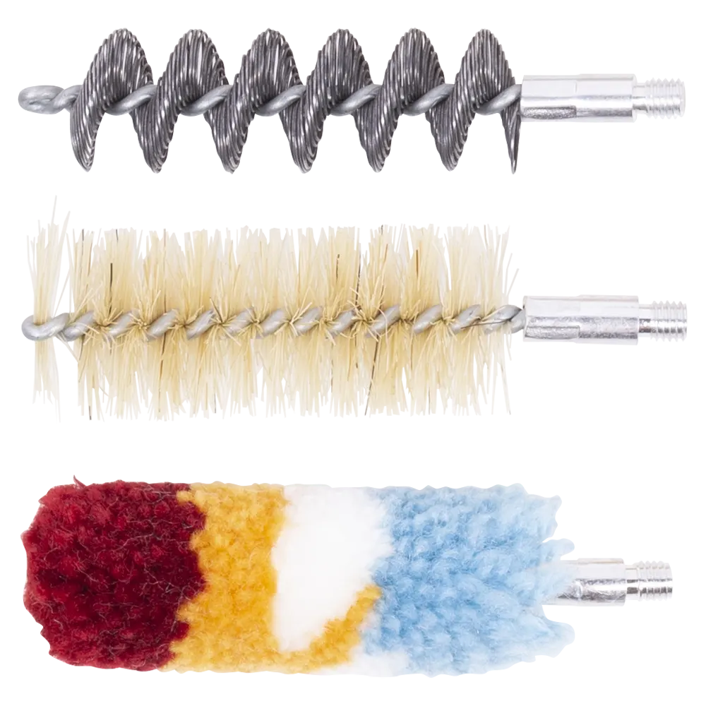 Набор для чистки оружия MegaLine в пластиковой коробке, откр.крышка, деревянный шомпол, 3 ерша, 20 калибр . Фото №2