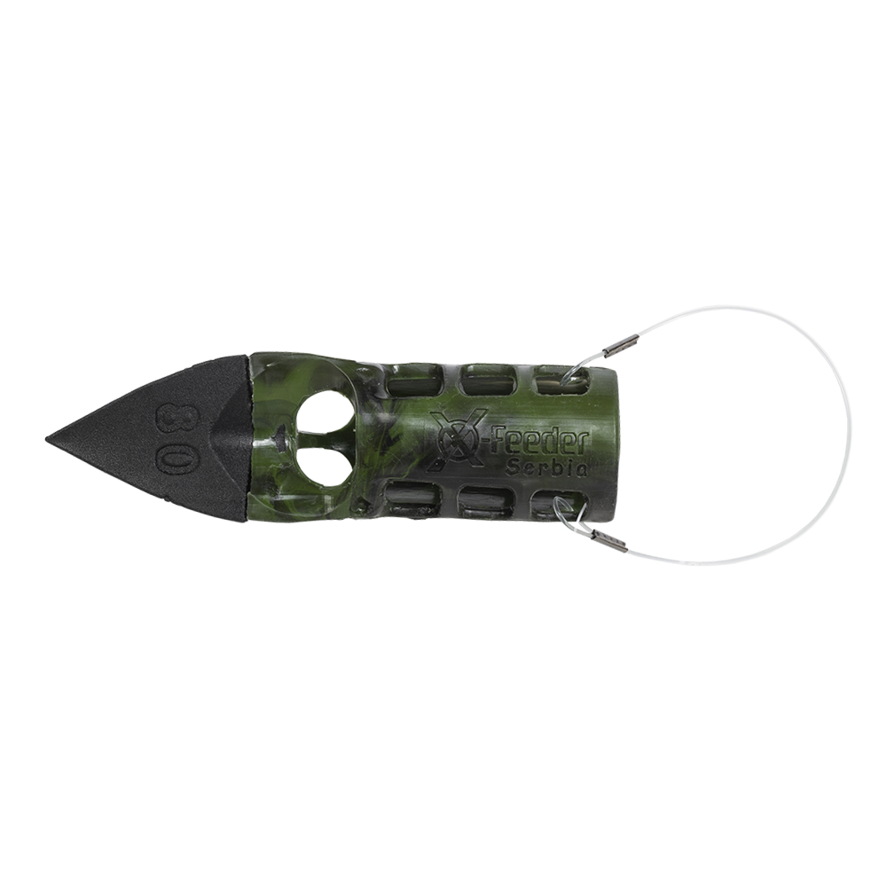 Груз-кормушка пластиковая X-FEEDER PL CAMO SERBIA M 080 г (37 мл, цвет камо). Фото №3