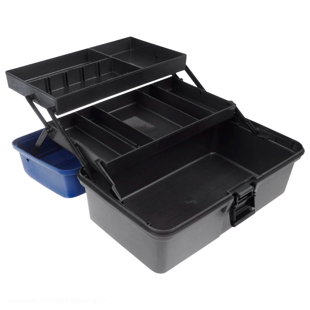 Ящик рыболова двухполочный синий Helios. Фото №4