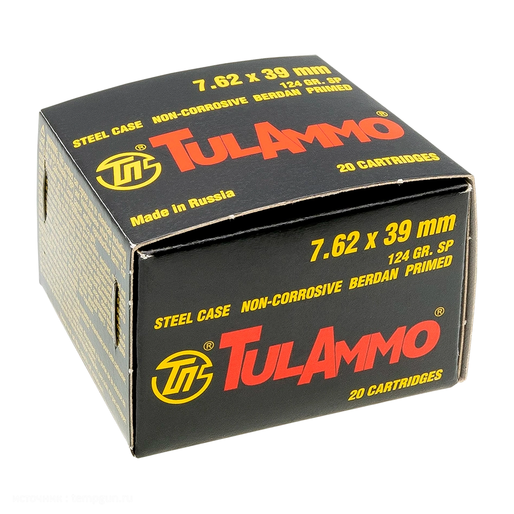 Патрон нарезной УПЗ (ТПЗ) 7,62х39 SP 124 gr/8 гр (20шт.) в коробке 1000 шт.. Фото №1 Патрон нарезной УПЗ (ТПЗ) 7,62х39 SP 124 gr/8 гр (20шт.) в коробке 1000 шт.. Фото №1