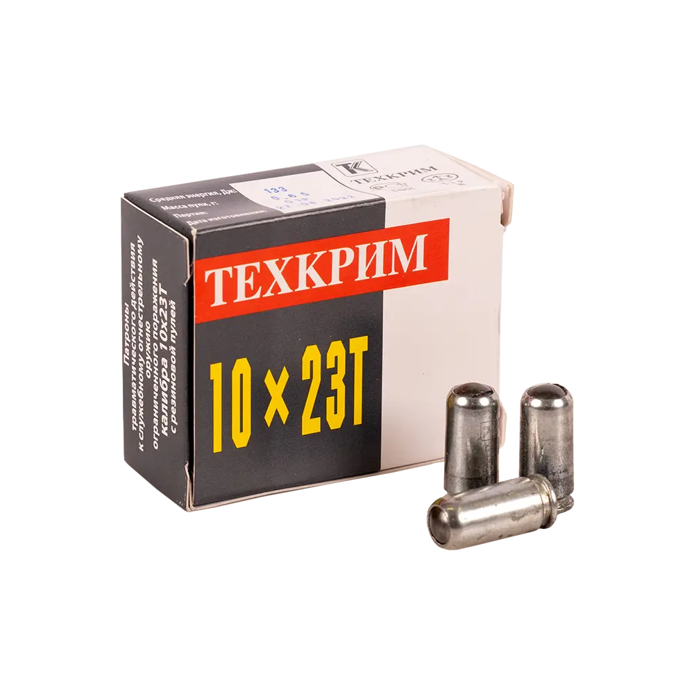 Патрон травматического действия Служебный Техкрим 10х23Т ( в пачке 20 шт.) (в коробке 1280 шт.). Фото №3 Патрон травматического действия Служебный Техкрим 10х23Т ( в пачке 20 шт.) (в коробке 1280 шт.). Фото №3