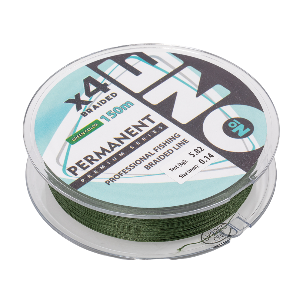 Плетеная леска №ONE PERMANENT Х4-150 (green) d0.14. Фото №3