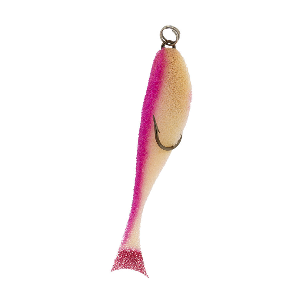 Рыбка поролоновая Контакт двойник бело-малиновая 8 см (уп. 10 шт). Фото №1