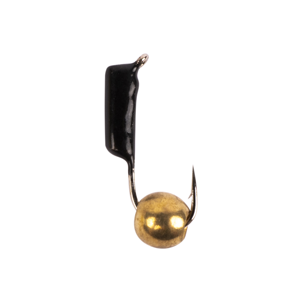 Мормышка вольфрамовая Trye Weight черная "Гвоздешарик" d1,5мм шарик, латунь (10шт). Фото №1