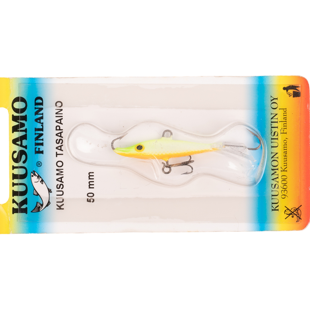 Балансир Kuusamo Tasapaino 50мм, 7гр, цвет (GLOW/FRG/Fye/W-O) с тройником. Фото №2 Балансир Kuusamo Tasapaino 50мм, 7гр, цвет (GLOW/FRG/Fye/W-O) с тройником. Фото №2