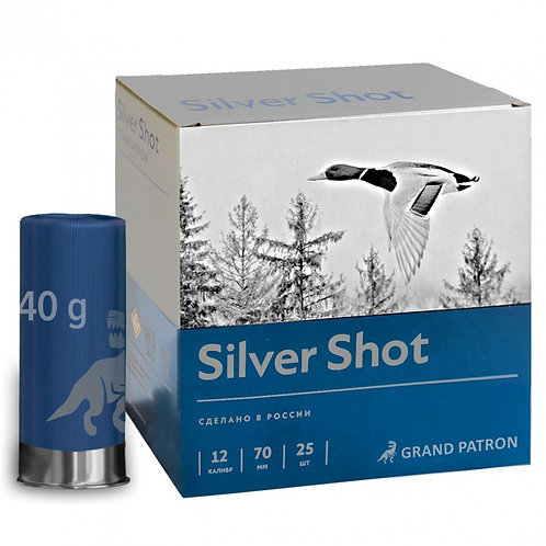 Патрон «Grand Patron» 12/70 Полумагнум №4, 40гр. SILVER SHOT(в пачке 25 шт.) ( в коробке 250 шт.). Фото №1 Патрон «Grand Patron» 12/70 Полумагнум №4, 40гр. SILVER SHOT(в пачке 25 шт.) ( в коробке 250 шт.). Фото №1