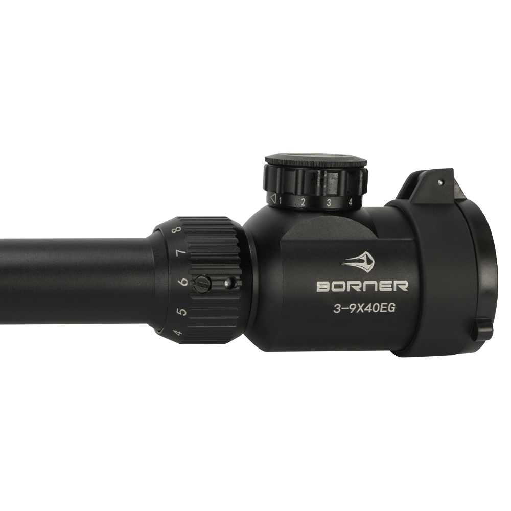 Прицел оптический BORNER 3-9x40 EG Mildot с подсветкой (крышки + кольца). Фото №2