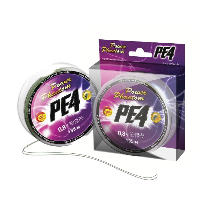 Шнур Power Phantom PE4, 135m, green #1,5 (9,9кг). Фото №2