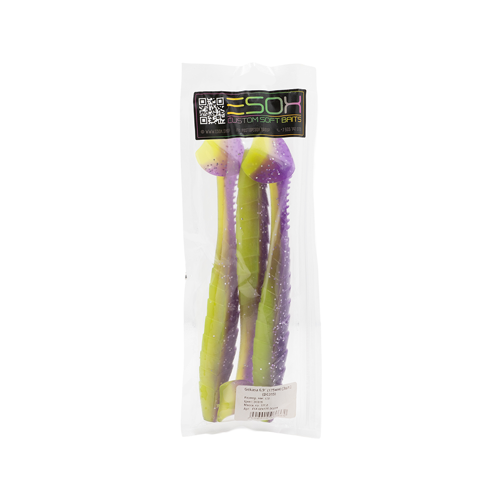Виброхвост Esox Gekasa 6.9" 175мм, (3шт. упак.) цвет DC015. Фото №1 Виброхвост Esox Gekasa 6.9" 175мм, (3шт. упак.) цвет DC015. Фото №1