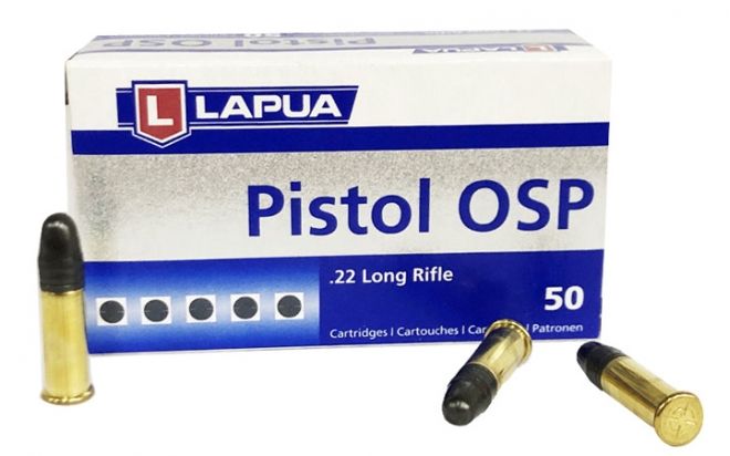 Патрон нарезной LAPUA калибр 22 LR PISTOL OSP 2,59 гр. 40 grn. (в пачке 50 шт.). Фото №1
