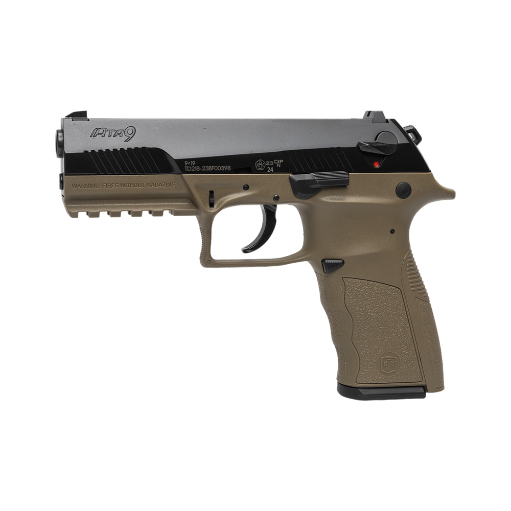 Пистолет АТА9 калибр 9*19 мм, FDE, черный затвор, серая рамка. Фото №5