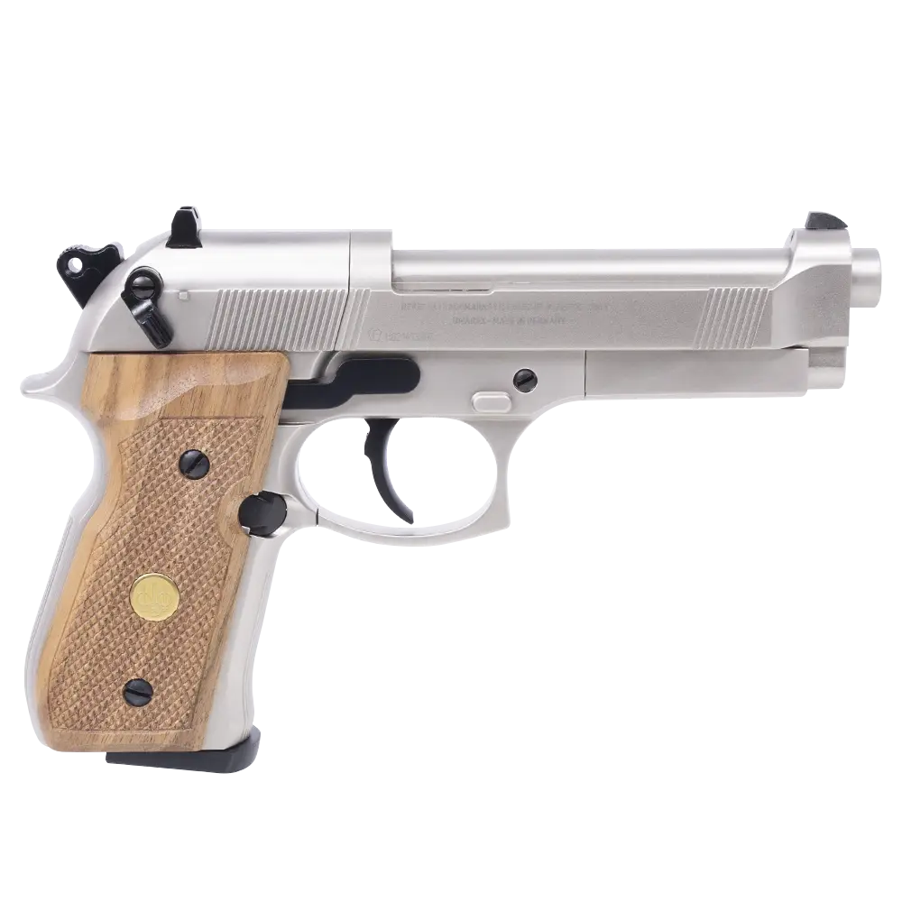 Пистолет пневматический Beretta M92 FS (никель с дерев. накладками). Фото №1