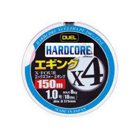 Плетеный шнур Duel PE Hardcore X4 Eging 150m 3Color #1.0 (0.171mm) 8.0kg. Фото №1