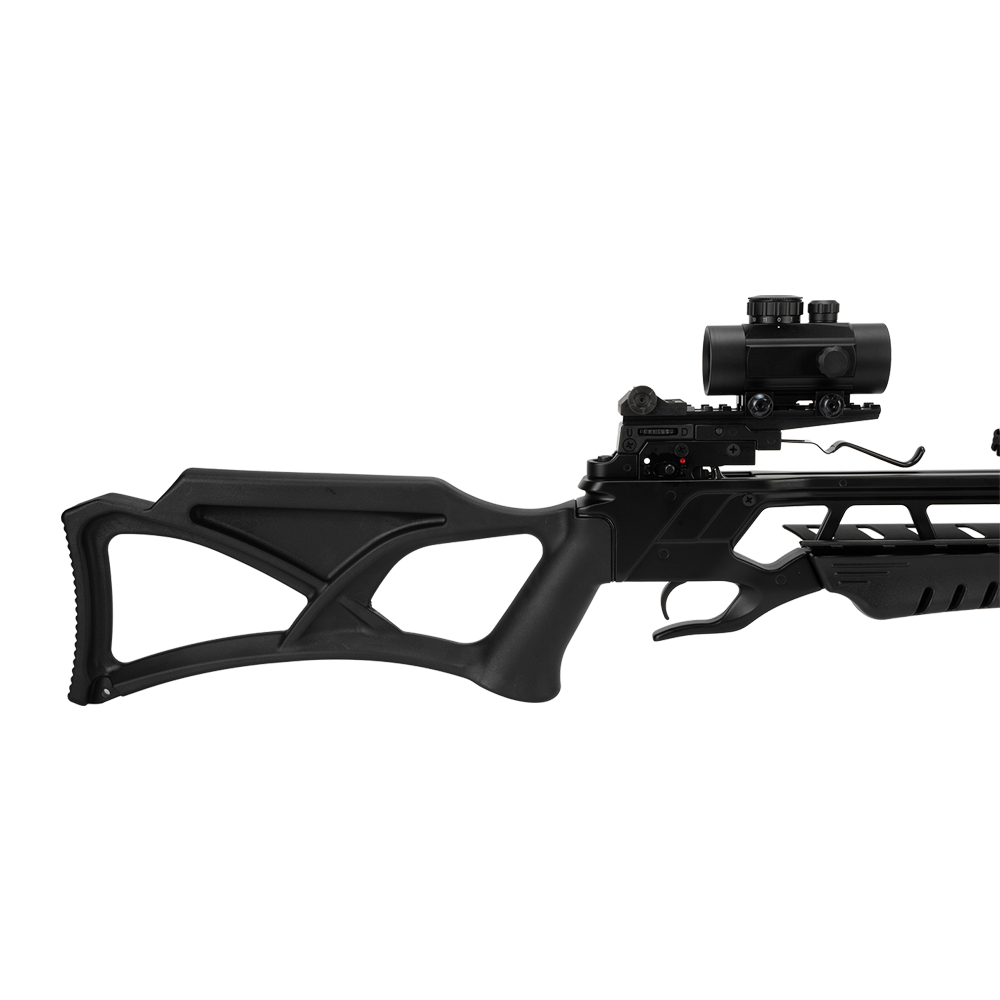 Арбалет рекурсивный Man Kung XB23, black, 4 стрелы, натяжитель, прицел, ремень, кивер. Фото №2