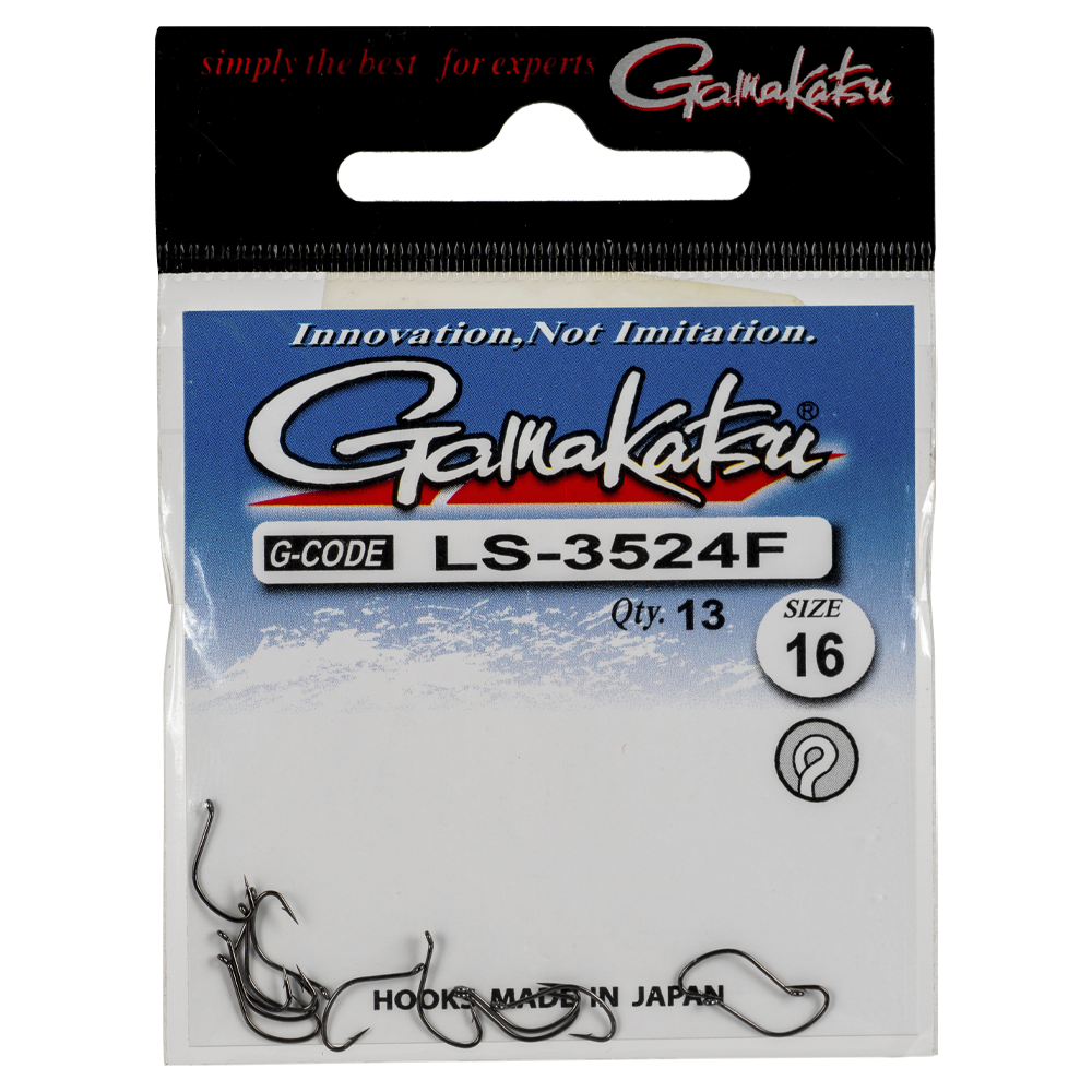 Крючок Gamakatsu Hook LS-3524F Ring Eye Serie Black №16. Фото №1