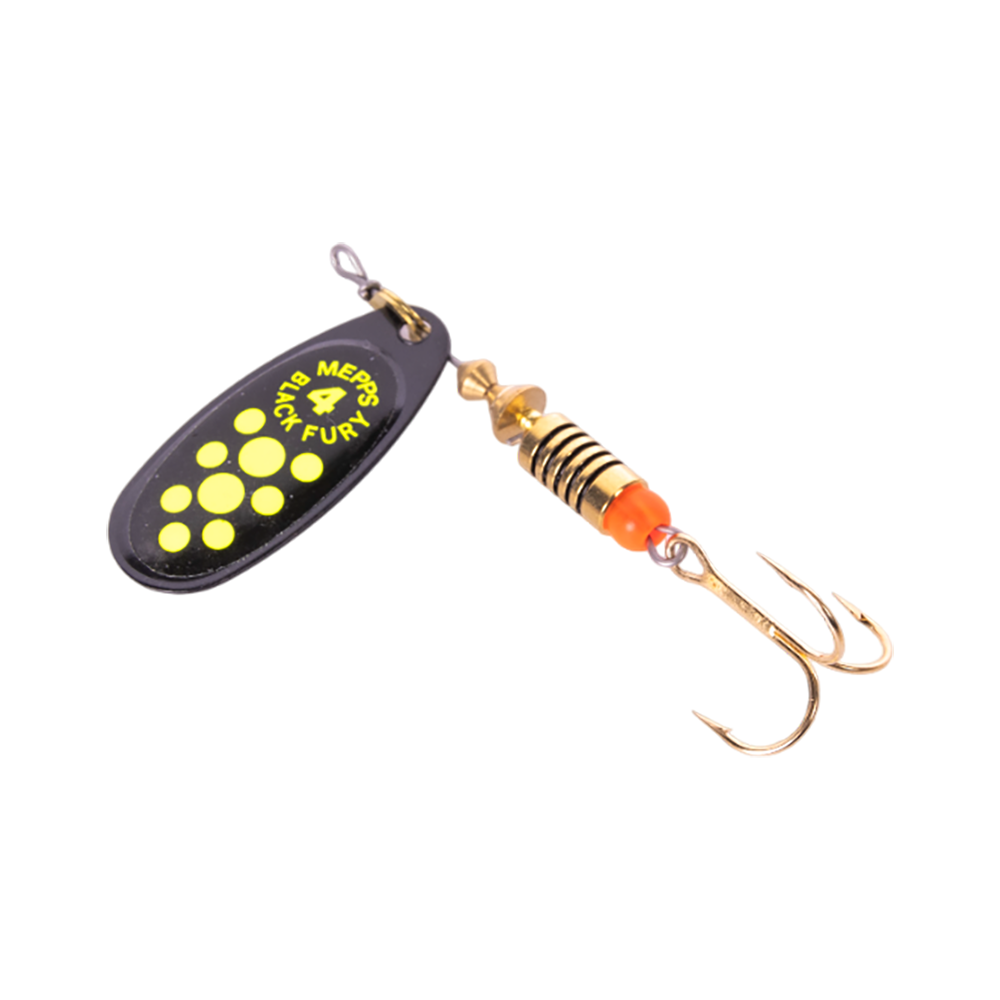 Блесна вращающаяся Mepps Black Fury №4, 8гр, цвет (Silver/Orange) серебро/оранжевые точки. Фото №1 Блесна вращающаяся Mepps Black Fury №4, 8гр, цвет (Silver/Orange) серебро/оранжевые точки. Фото №1