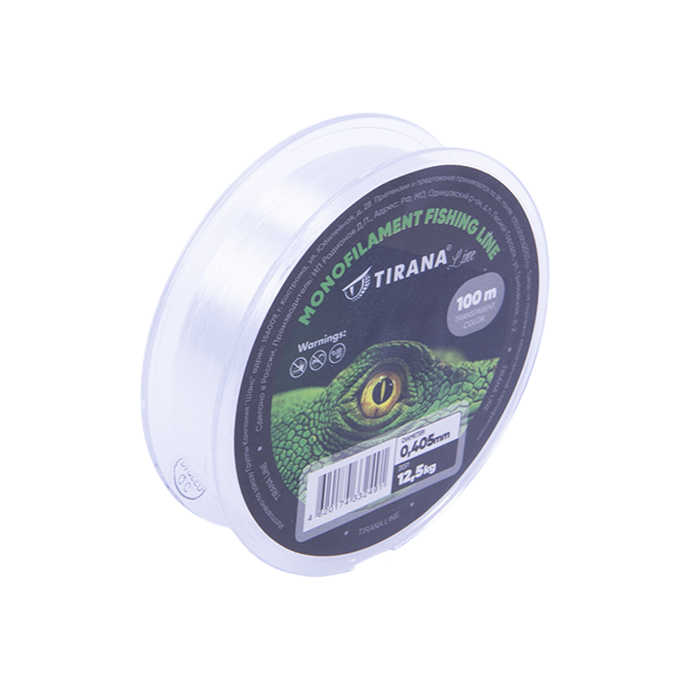 Леска монофильная прозрачная TIRANA LINE 100м - 0,405. Фото №2 Леска монофильная прозрачная TIRANA LINE 100м - 0,405. Фото №2