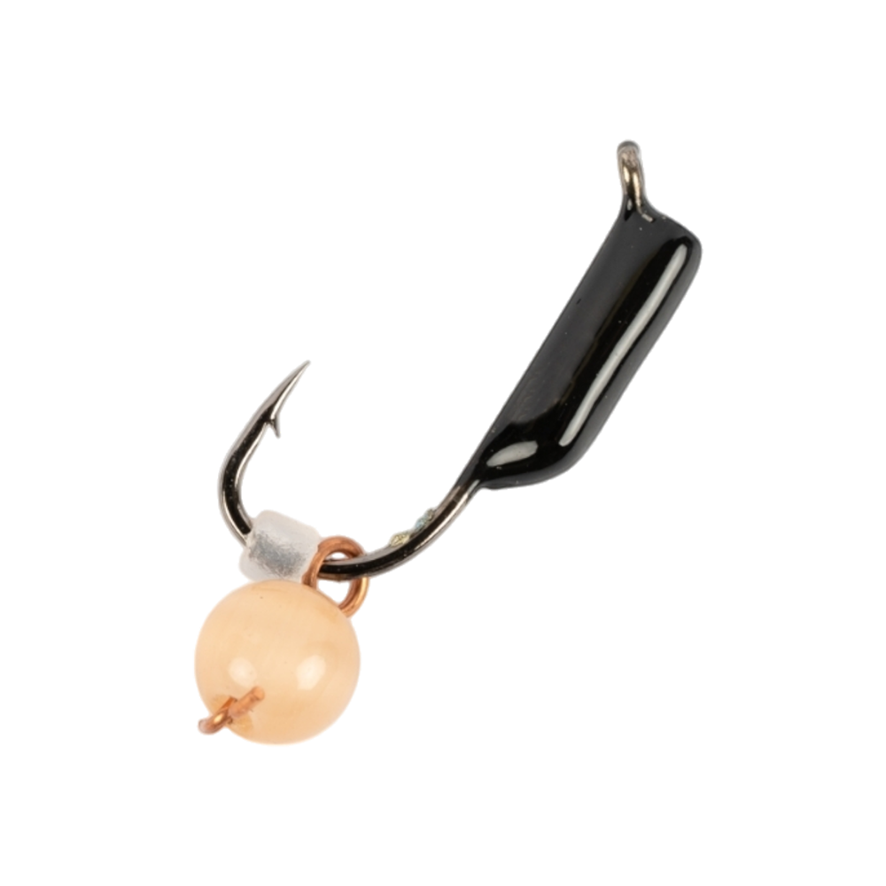 Мормышка вольфрамовая Trye Weight черная "Гвоздешарик" d1,5мм кошачий глаз, оранжевый (10шт). Фото №2