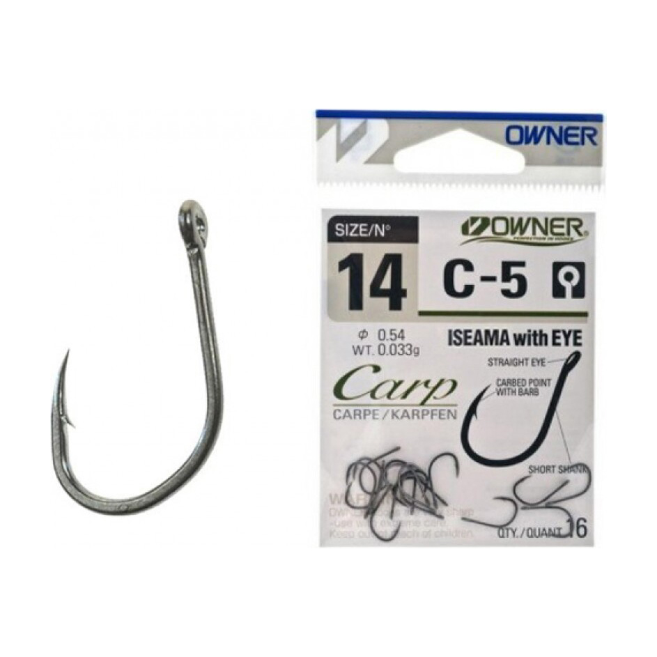 Крючок Owner Carp C-5 Iseama with Eye №8. Фото №1