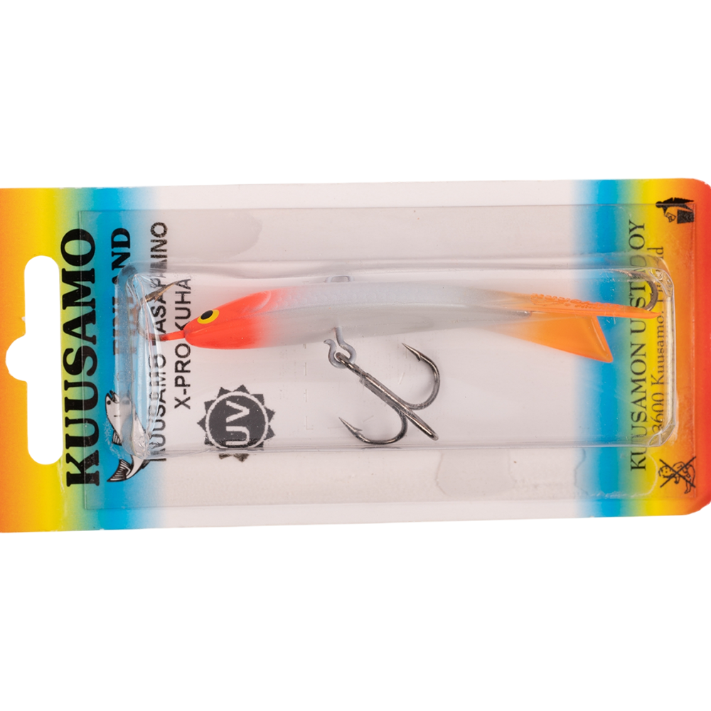 Балансир Kuusamo Tasapaino X-PRO Kuha 75мм, 13,5гр, цвет (GLOW/FR/MeW, UV) с тройником. Фото №2
