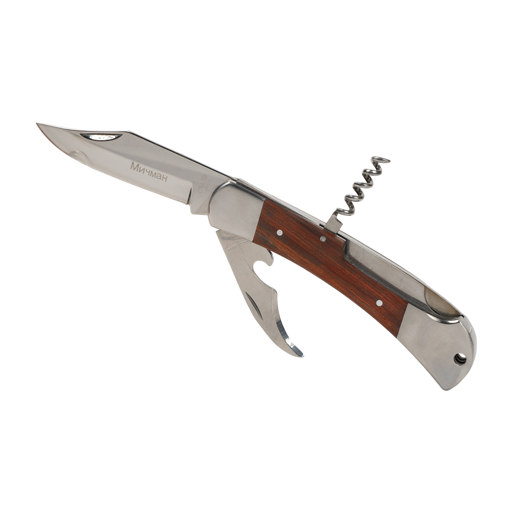 Нож складной "Мичман" LD359-525, клинок 65х13, рукоять металл, дерево (Ярхант). Фото №1