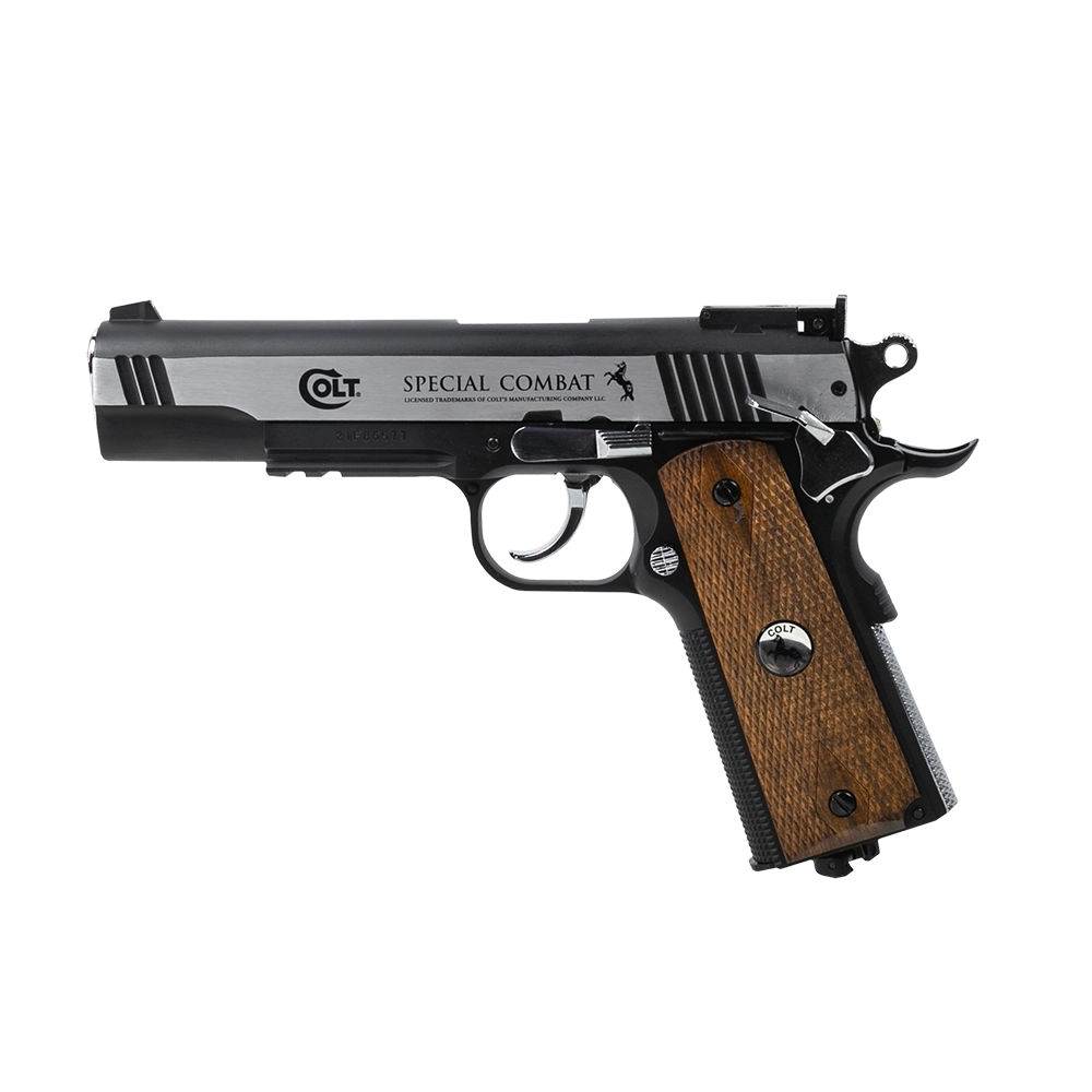 Пистолет пневматический Colt Special Combat (никель с пластиковыми накладками под дерево). Фото №3