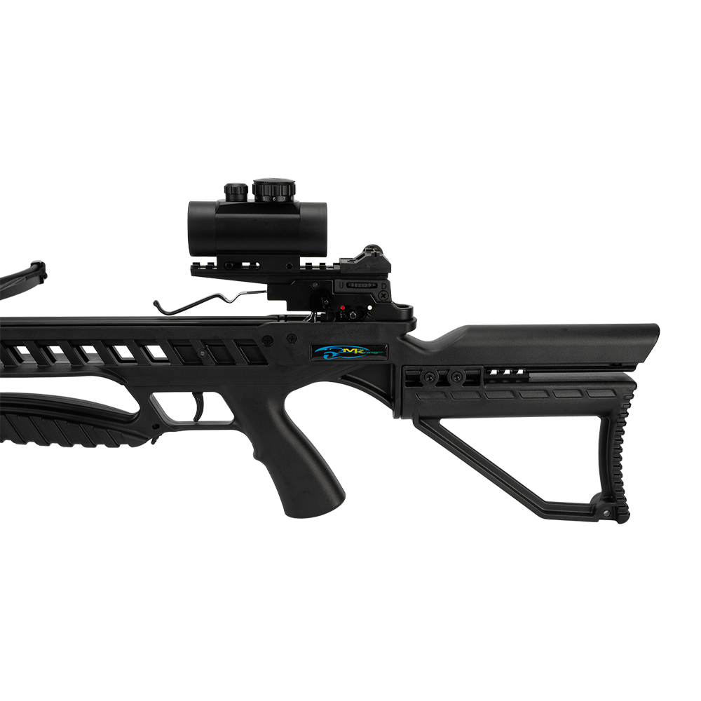 Арбалет рекурсивный Man Kung XB2, black, 4 стрелы, натяжитель, прицел, ремень, кивер. Фото №5