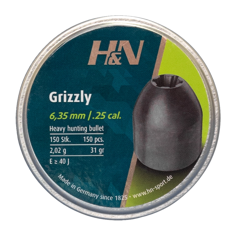 Пули пневматические "H&N Grizzly" калибр 6,35мм 2,02г (150 в банке). Фото №2 Пули пневматические "H&N Grizzly" калибр 6,35мм 2,02г (150 в банке). Фото №2
